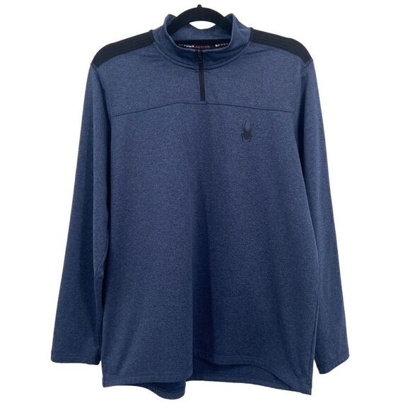 Spyder Active Men's Quarter Zip 4-Way Stretch Pullover Blue Medium - Picture 1 of 9